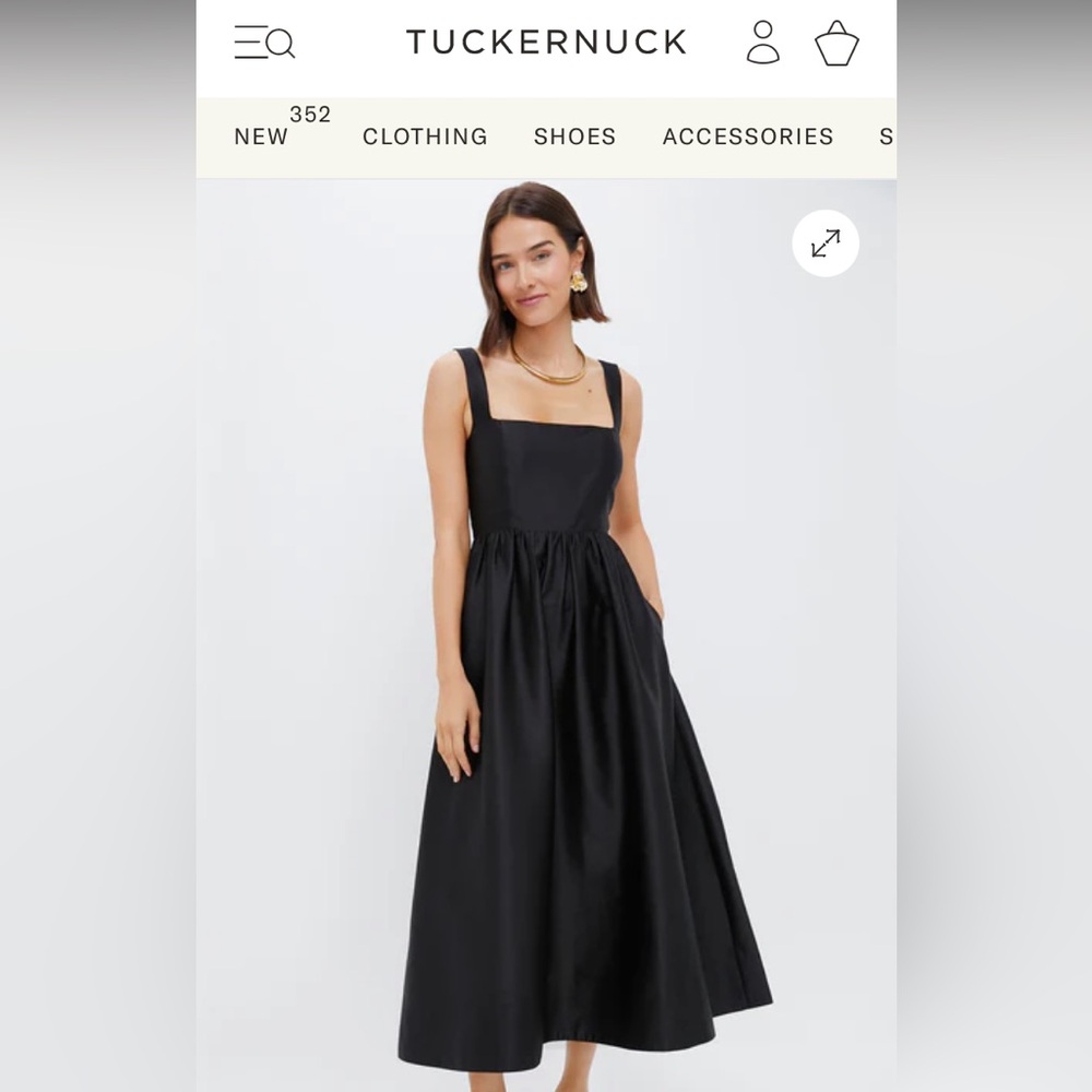 Tuckernuck Black Sleeveless Square Neck Midi Dress